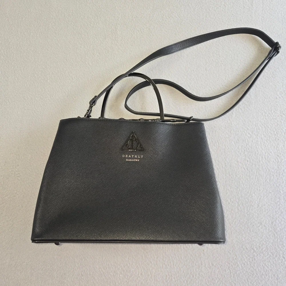 Loungefly Harry Potter Satchel Womens Large Black Deathly Hallows Elder Wand Bag